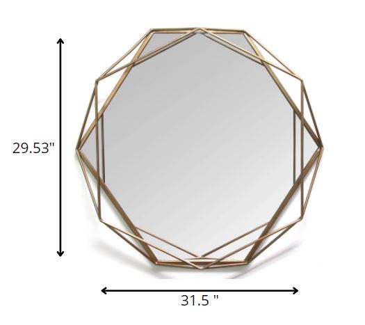 Gold Metal Octagon Framed Wall Mirror