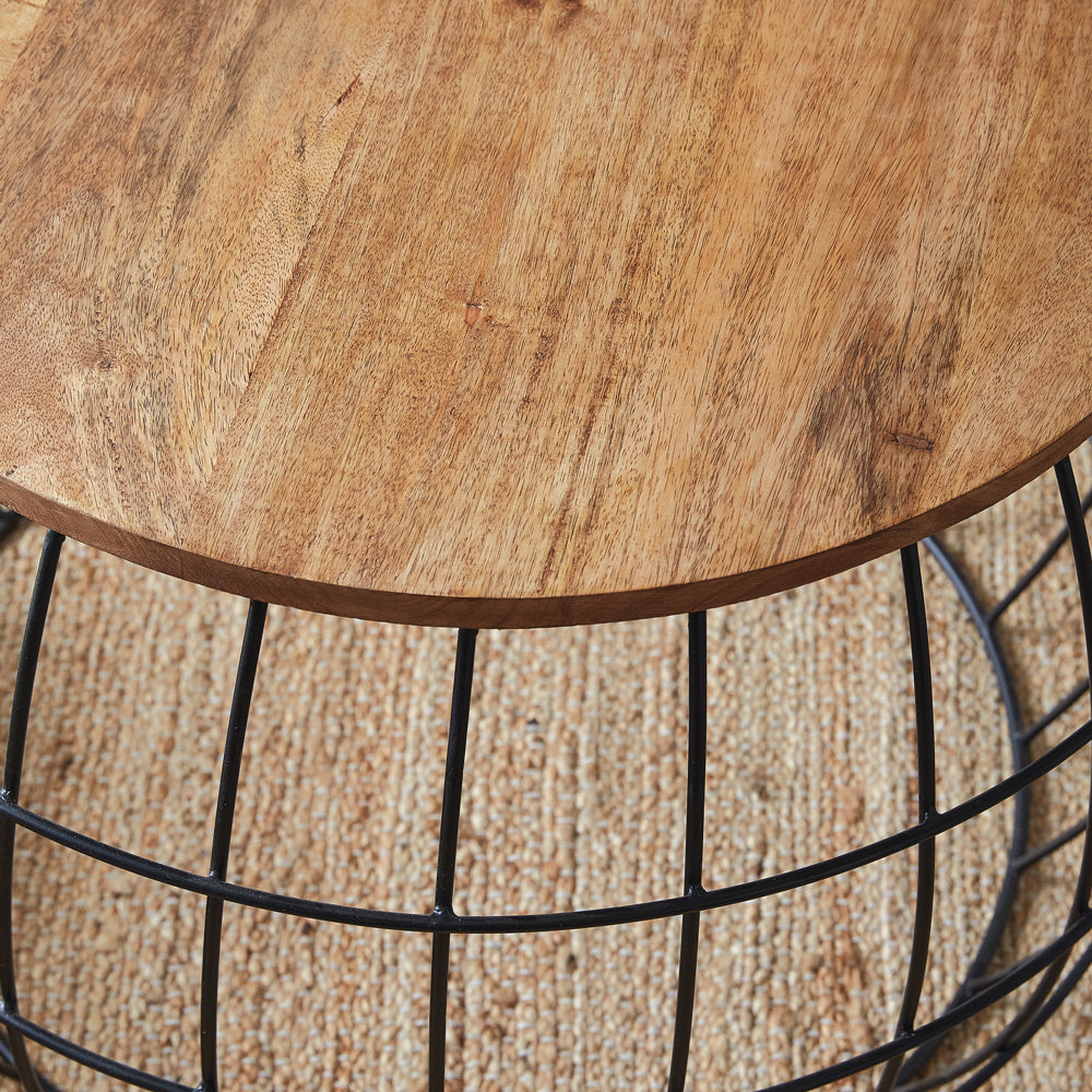 Wood and Iron Round Coffee Table