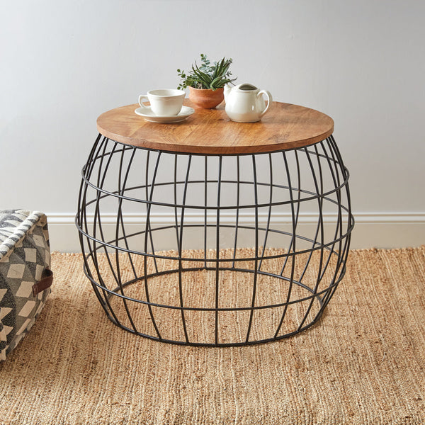 Wood and Iron Round Coffee Table