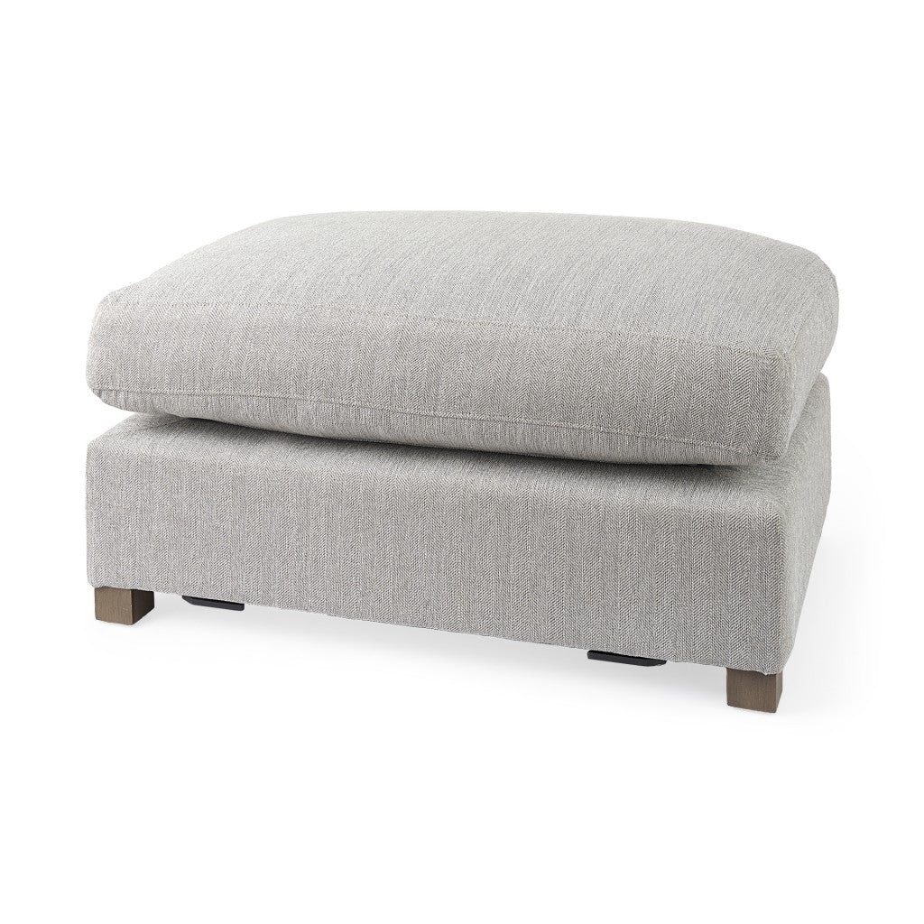 26" Light Gray Jute And Brown Cocktail Ottoman - Rivour Home