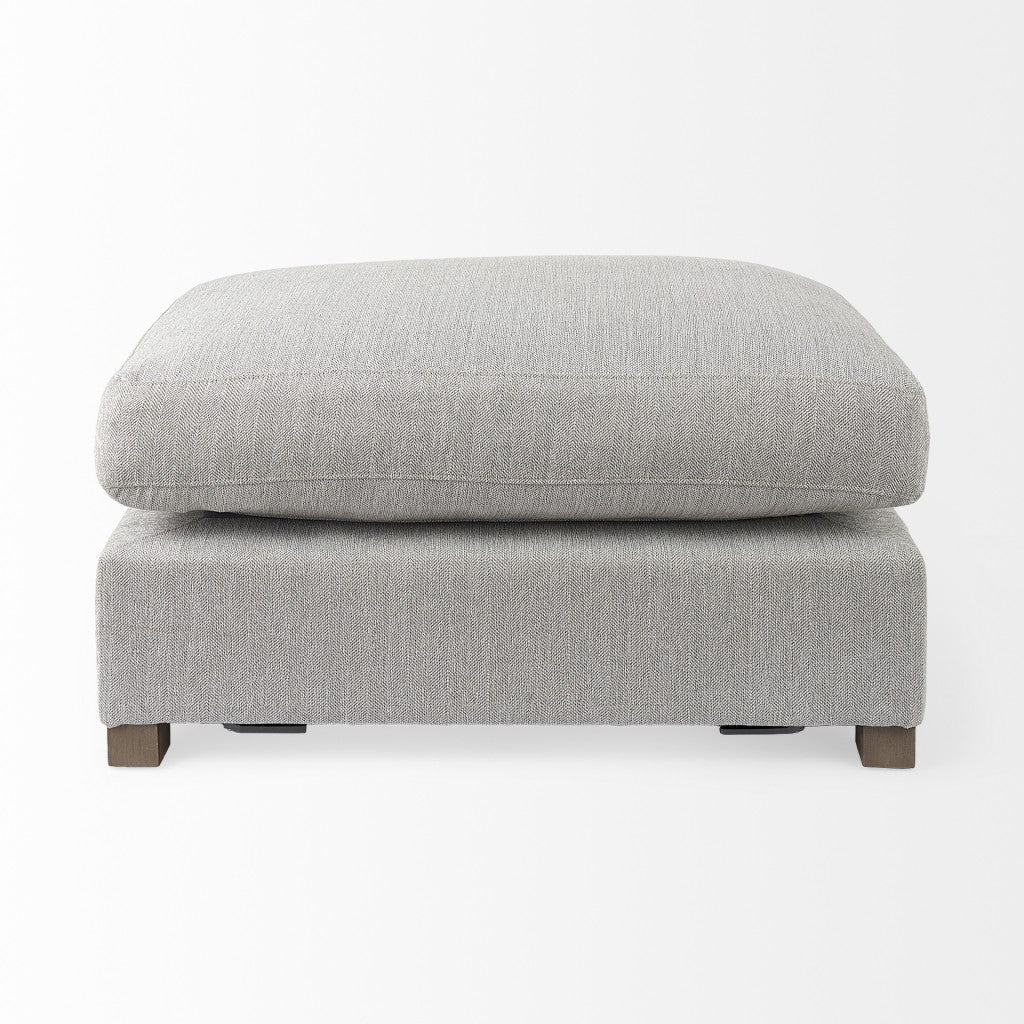 26" Light Gray Jute And Brown Cocktail Ottoman - Rivour Home