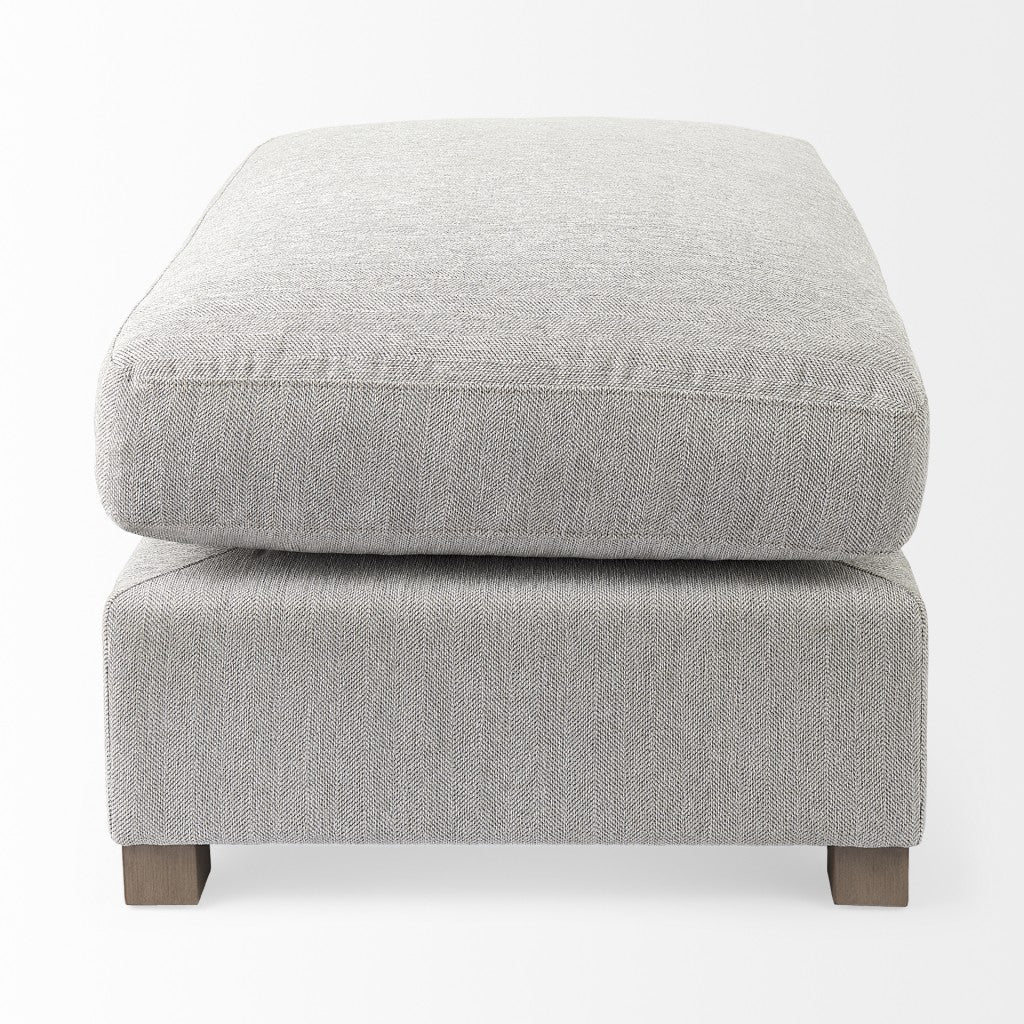 26" Light Gray Jute And Brown Cocktail Ottoman - Rivour Home