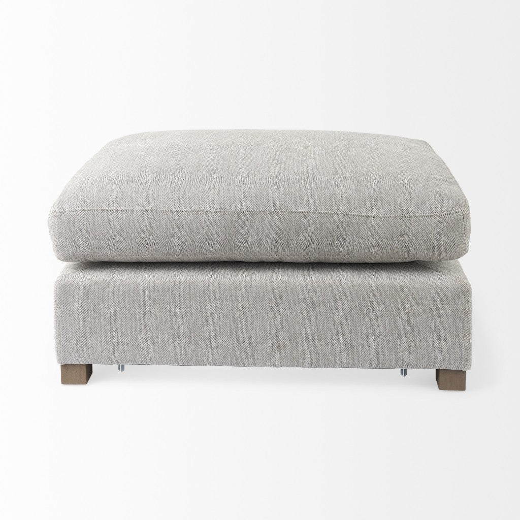 26" Light Gray Jute And Brown Cocktail Ottoman - Rivour Home