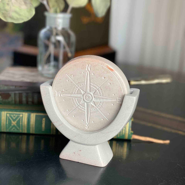 Compass Soapstone Sculpture