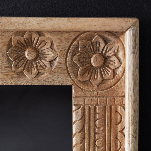 Hand-Carved Wood Mirror