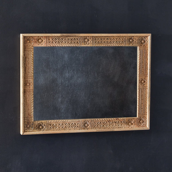 Hand-Carved Wood Mirror