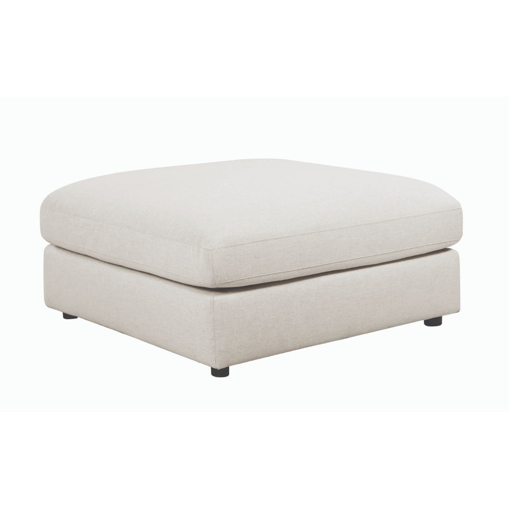 Fabric Upholstered Ottoman with Loose Cushion Seat