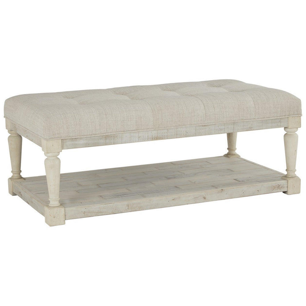 Plank Style Padded Top Rectangular Ottoman