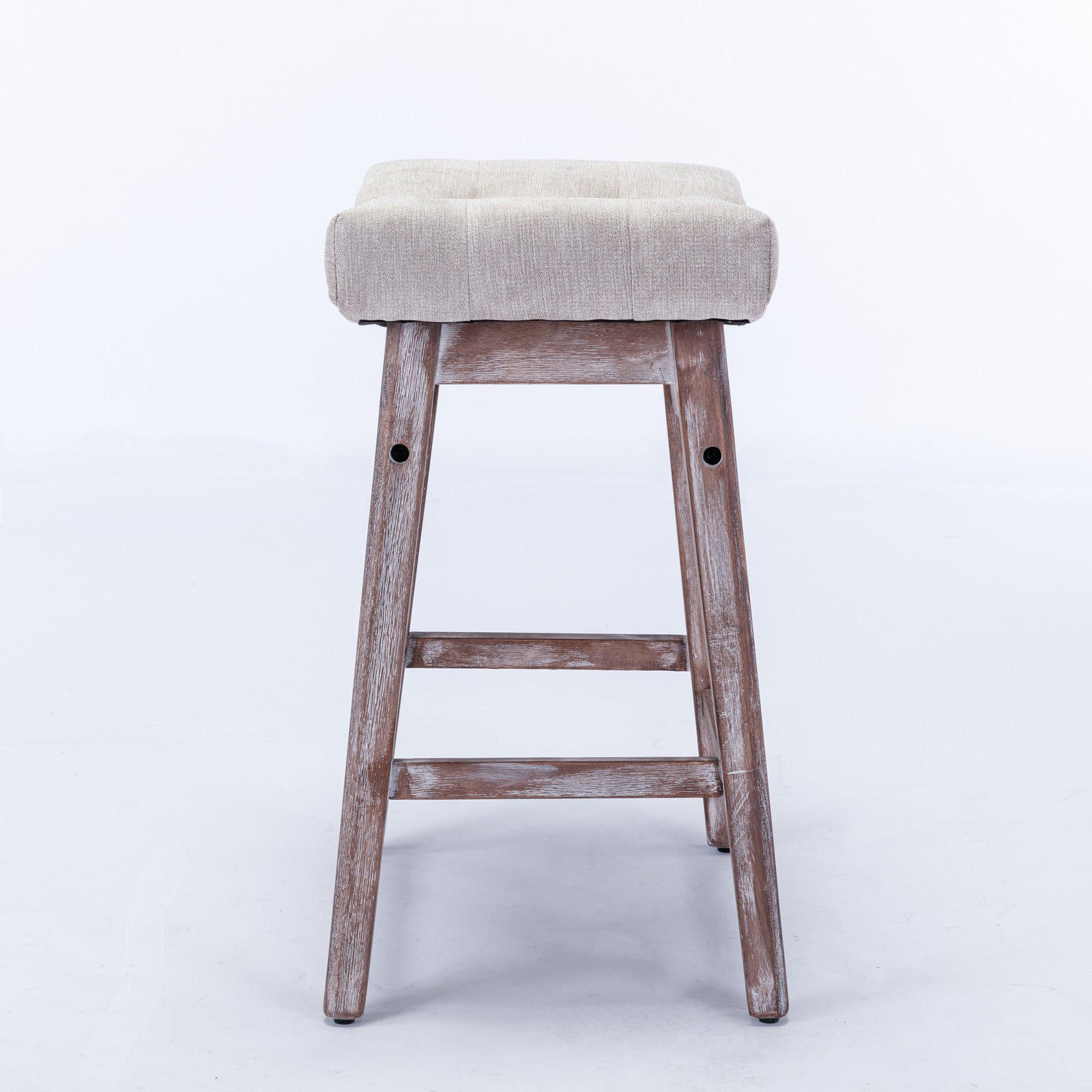 25" Beige Backless Counter Stools - Set of Two