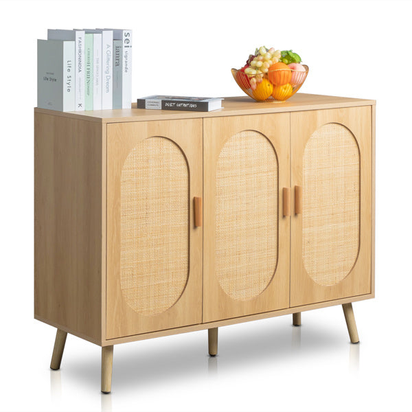 3 Door Rattan Shoe Storage Cabinet