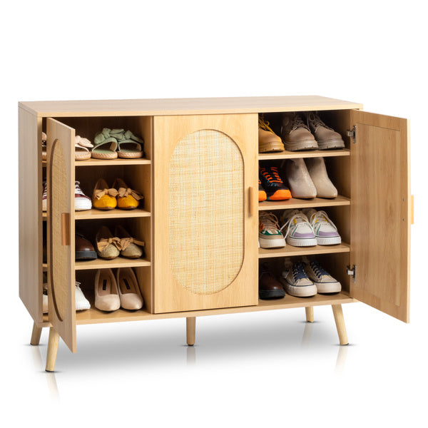 3 Door Rattan Shoe Storage Cabinet