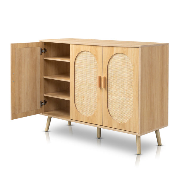 3 Door Rattan Shoe Storage Cabinet