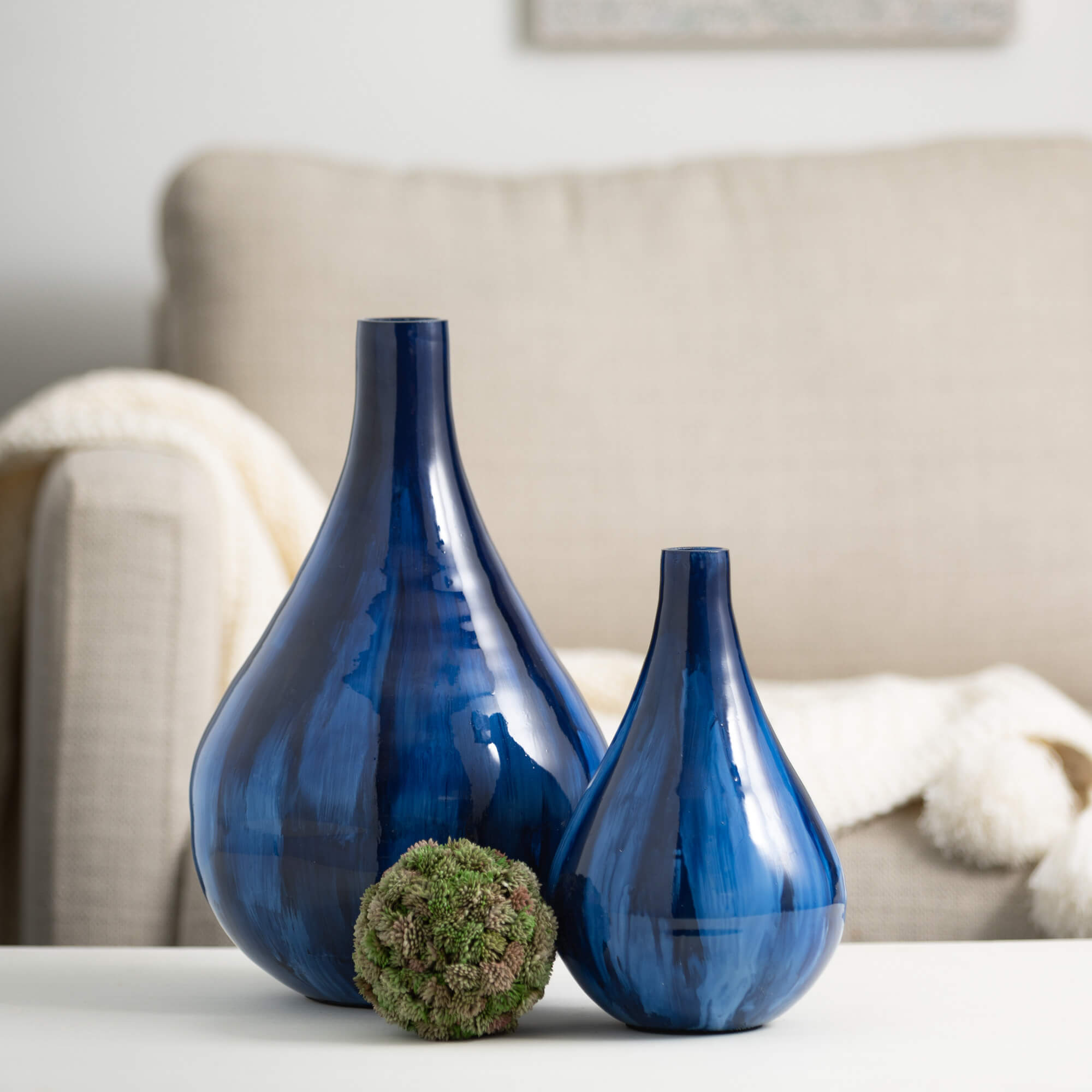 Cobalt Blue Iridescent Vases