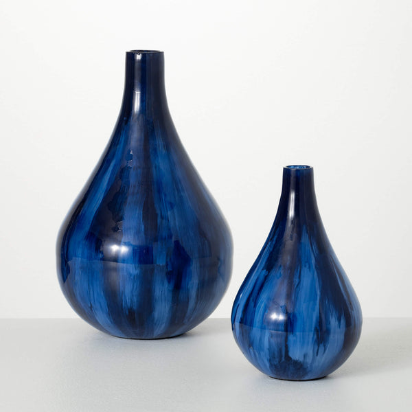 Cobalt Blue Iridescent Vases