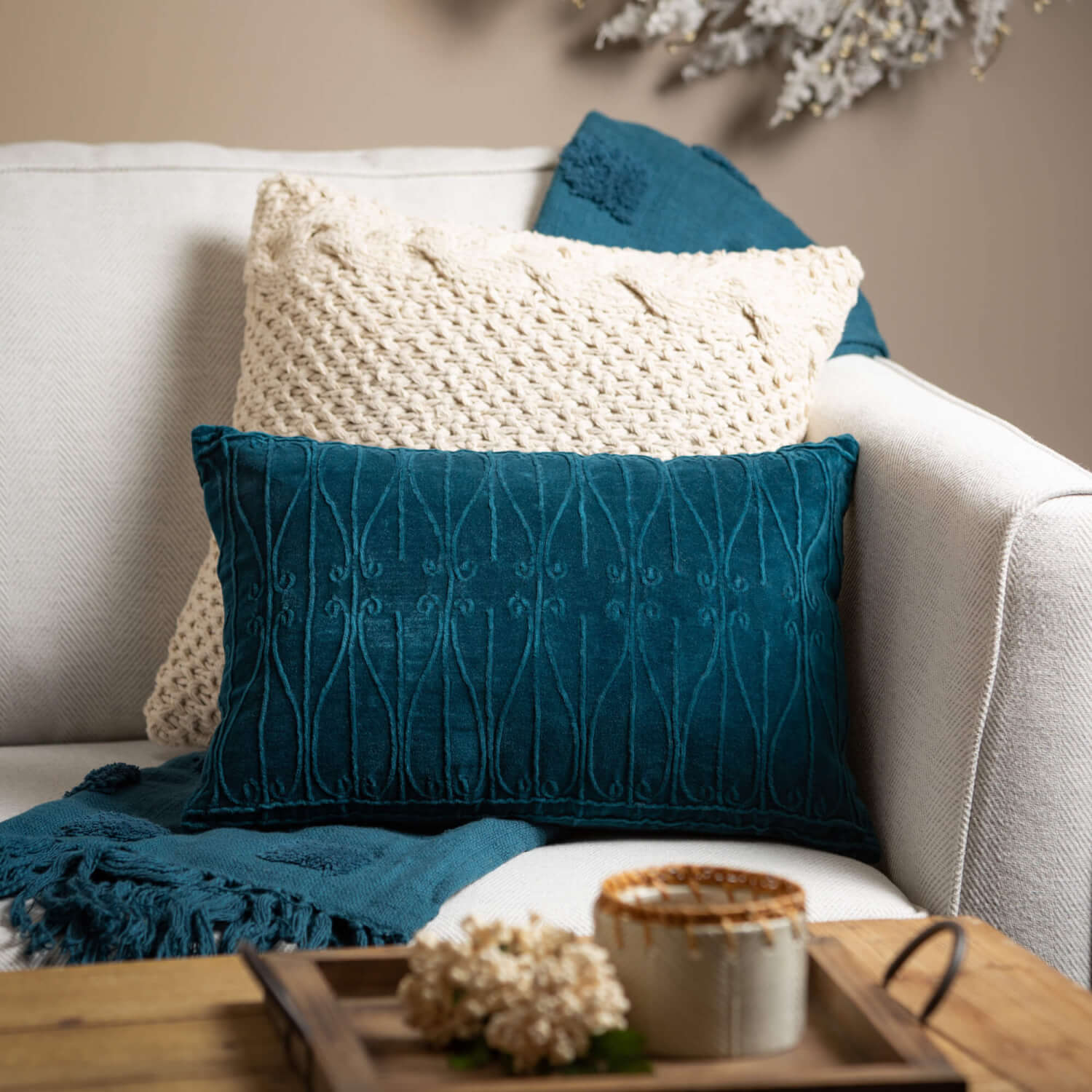 Ecru Cable Knit Pillows - Set of Four