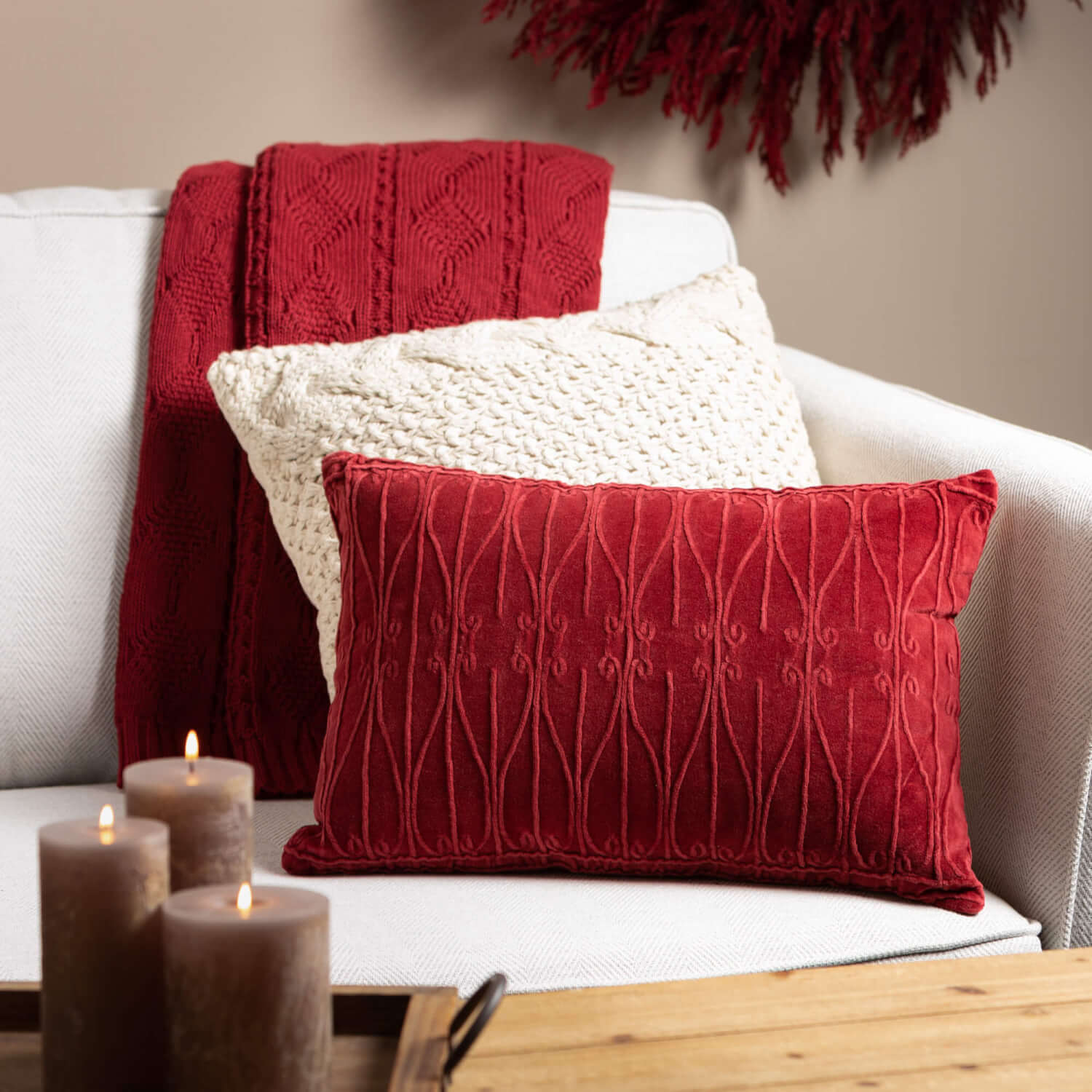 Ecru Cable Knit Pillows - Set of Four